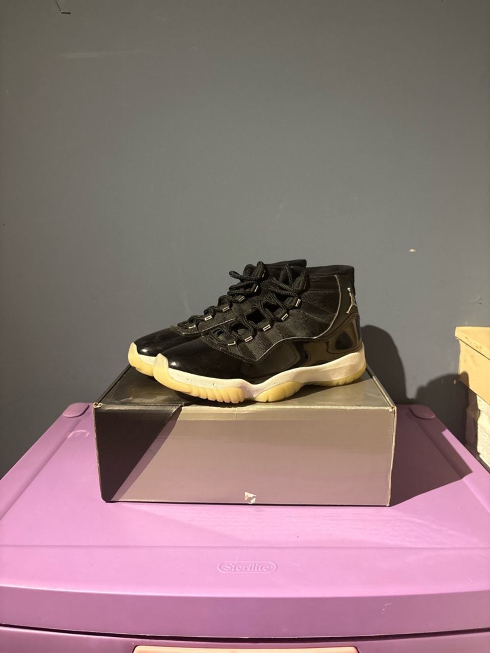 Jordan Men's Black High-Top Sneakers with Cream Soles